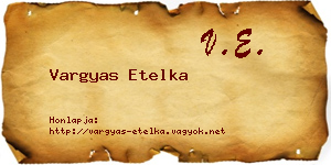 Vargyas Etelka névjegykártya
